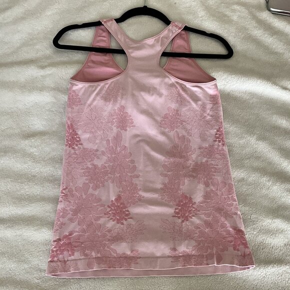 Zella Bra Tank Top Womens Medium Pink Floral Stretch Nylon Scoop Neck Racerback - Picture 5 of 5